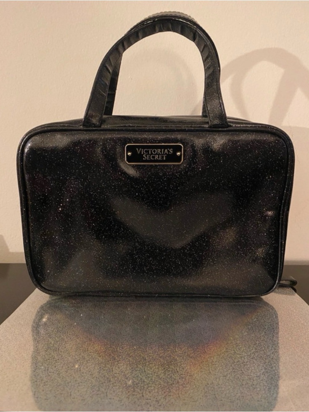 Victoria's Secret Black Glitter Cosmetic Bag